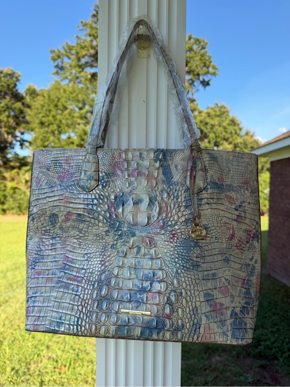 Brahmin Misha Reverie Blue Gray Blush Melbourne Emboss Leather
Tote Shopper NWT